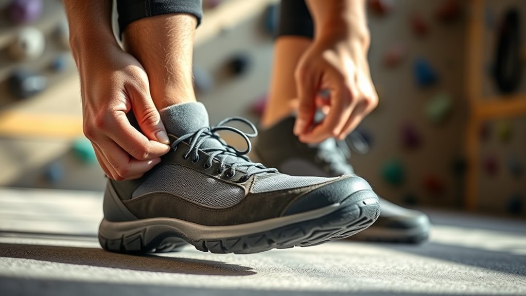 properly fitted climbing shoes