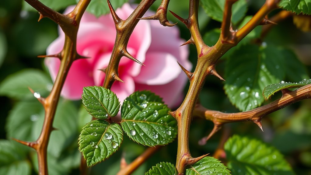 roses with thorny branches