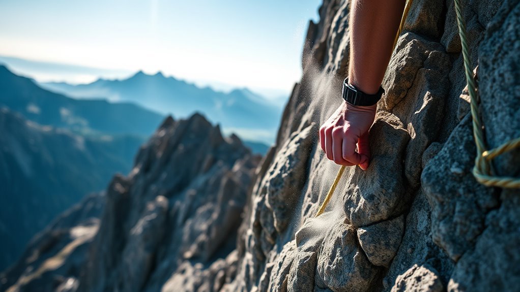 climbing vertical rock surfaces